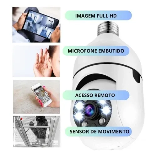 Câmeras Lâmpada de Segurança IP Wifi